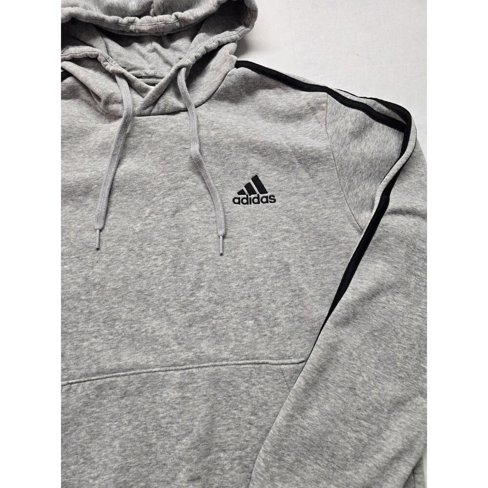 Adidas Hoodie L Adult Mens Gray Pullover Sweatshirt Athletic Casual Mens